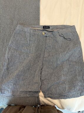 Jos. A. Bank Light Blue Linen-Blend Flat Front Shorts